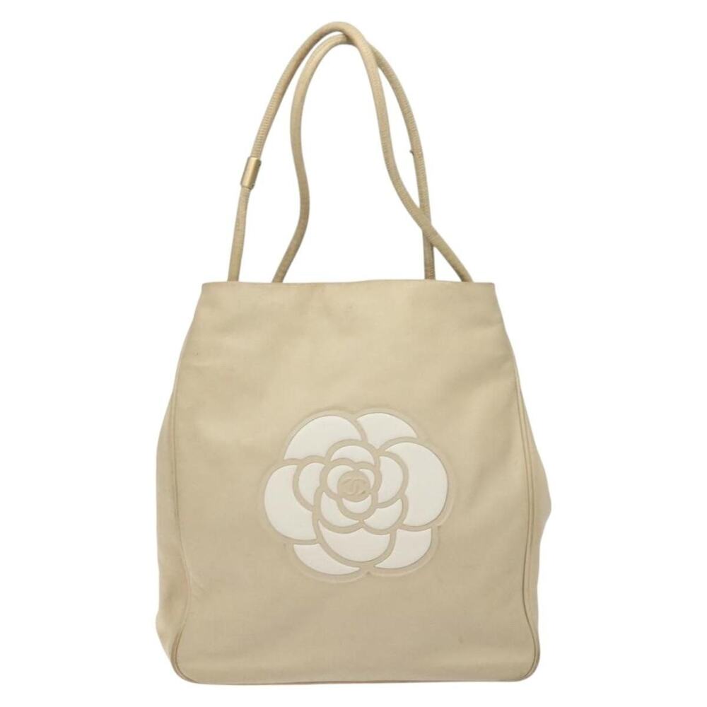 Chanel Lambskin Camelia Tote Bag Beige